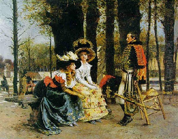 In The Luxembourg Gardens Oil Painting by Francois Flameng