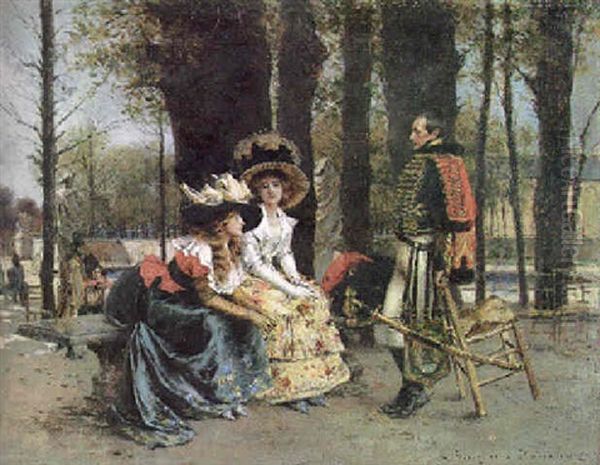 Dans Le Jardin Du Luxembourg Oil Painting by Francois Flameng