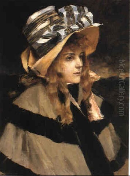 Portrait Of Mrs Alfred Stevens Oil Painting by Francois Flameng