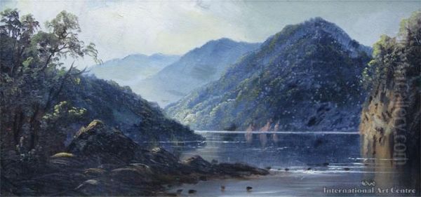 A View Of The Wanganui River Oil Painting by Thomas Reginald Attwood