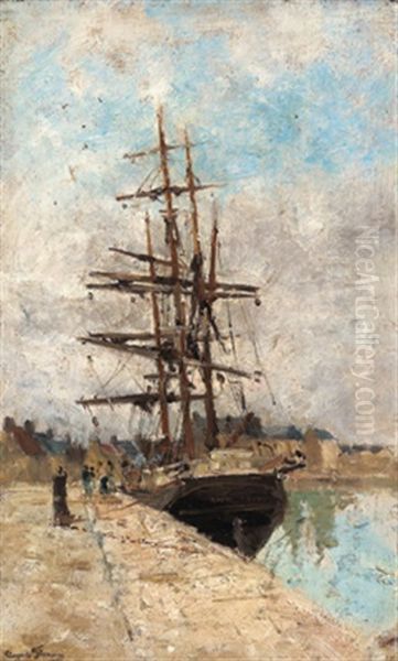 Vor Anker Oil Painting by Marie Auguste Flameng