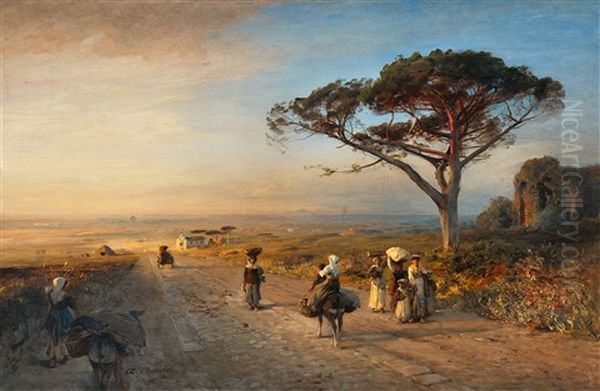 The Via Appia Oil Painting by Albert Flamm