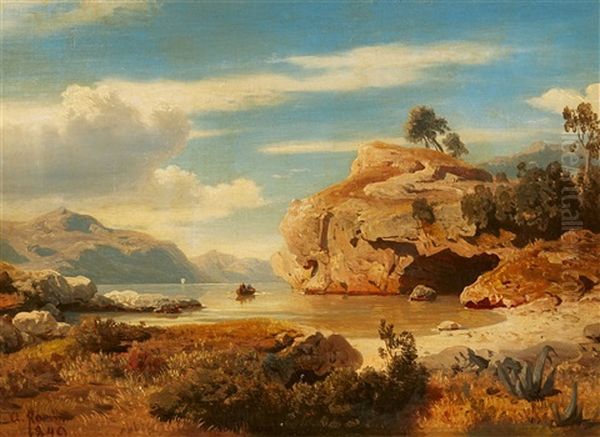 An Italian Landscape Oil Painting by Albert Flamm