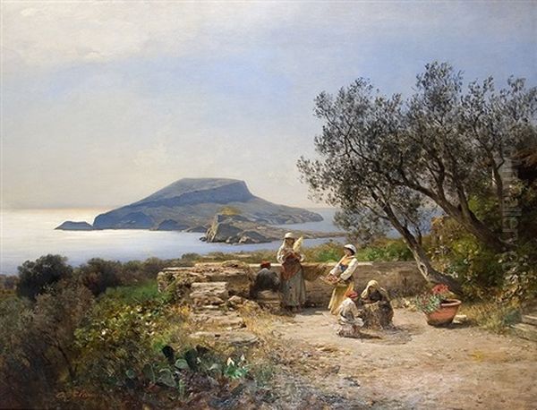 Over The Coast Of Capri Oil Painting by Albert Flamm