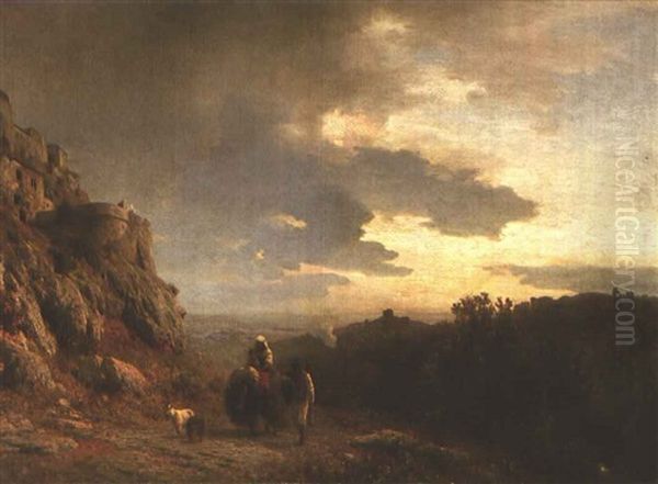 Motiv Aus Den Albanergebirge Oil Painting by Albert Flamm