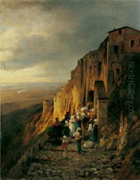 Ansicht Von Rocca Di Papa Oil Painting by Albert Flamm