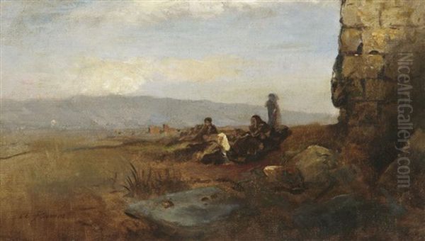 Landschaftstudie Oil Painting by Albert Flamm