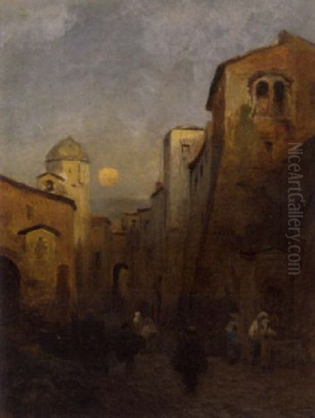 Suditalienische Stadt Am Abend Oil Painting by Albert Flamm