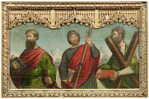 Saints Andrew, James And Paul Oil Painting by Juan De Flandes