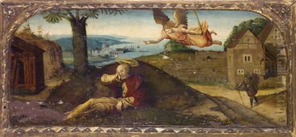 Saint Alexis (?) Au Repos Devant Un Paysage Cotier Oil Painting by Juan De Flandes