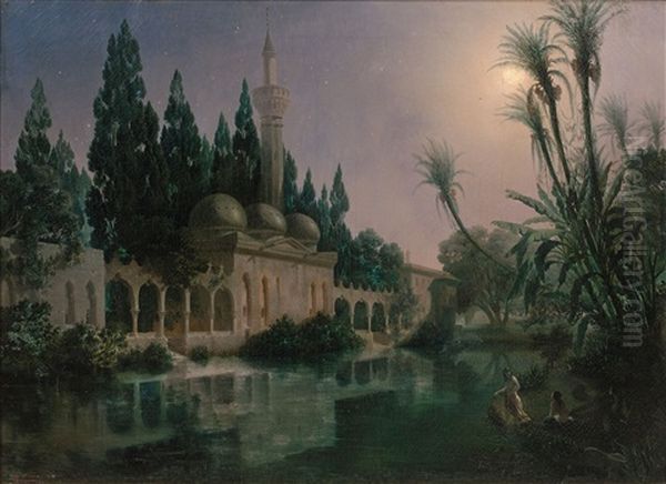 La Mosquee D'urfa Oil Painting by Eugene Napoleon Flandin