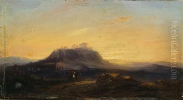 Paysage Aux Ruines Oil Painting by Eugene Napoleon Flandin