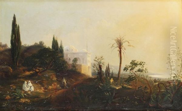 Chemin Dans La Baie D'alger Oil Painting by Eugene Napoleon Flandin