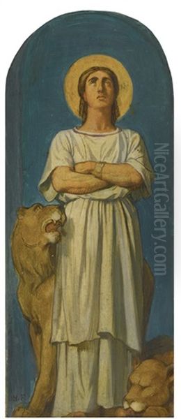 Daniel, Study For The Decoration Of The Nave Of Saint-germain-des-pres, Paris Oil Painting by Hippolyte Jean Flandrin