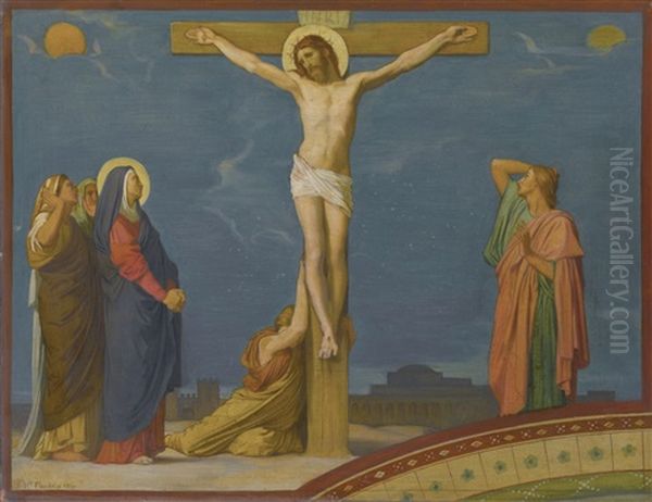 La Mort De Jesus-christ Sur Le Calvaire, Study For The Decoration Of The Nave Of Saint-germain-des-pres, Paris Oil Painting by Hippolyte Jean Flandrin