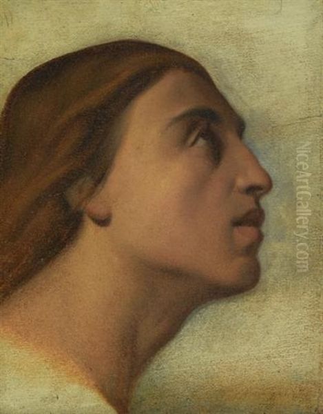 The Head Of Saint John The Evangelist In Profile (study) Oil Painting by Hippolyte Jean Flandrin