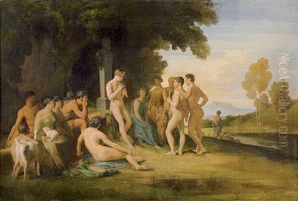 Les Bergers De Virgile Oil Painting by Hippolyte Jean Flandrin