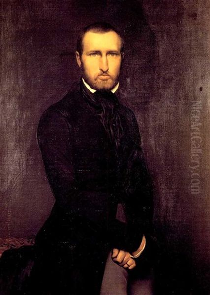 Portrait D'homme Oil Painting by Hippolyte Jean Flandrin