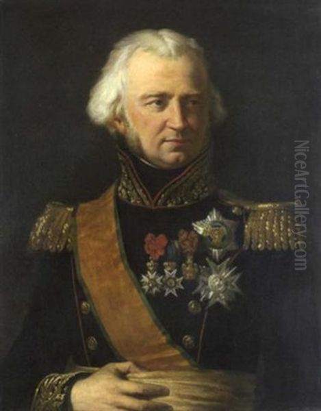 Portrait D'officier Oil Painting by Hippolyte Jean Flandrin