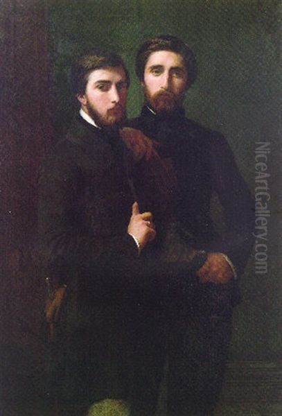 Double Portrait Of The D'assy Brothers Oil Painting by Hippolyte Jean Flandrin