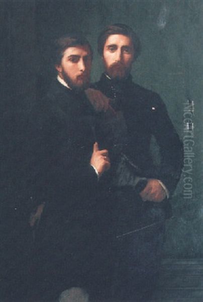 Portrait De Jean-baptiste Et Rene D'assy Oil Painting by Hippolyte Jean Flandrin