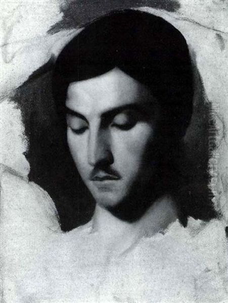 Sketch Of A Young Man's Head Oil Painting by Hippolyte Jean Flandrin