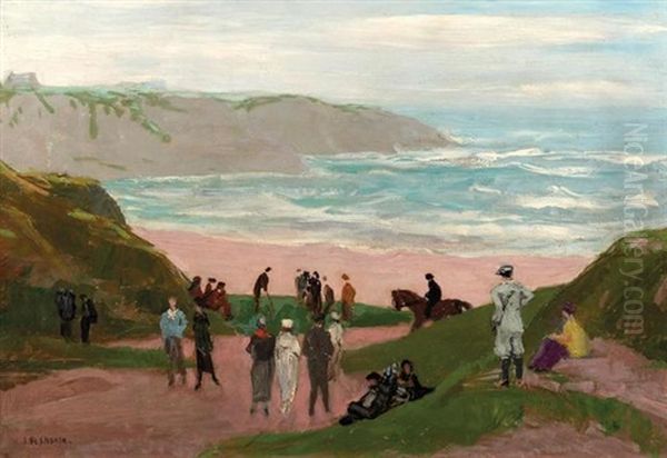 Le Golf Sur La Falaise, 1924 Oil Painting by Jules Leon Flandrin