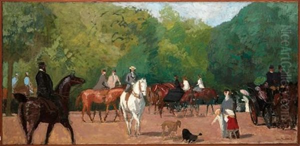 Cavaliers Au Bois Oil Painting by Jules Leon Flandrin