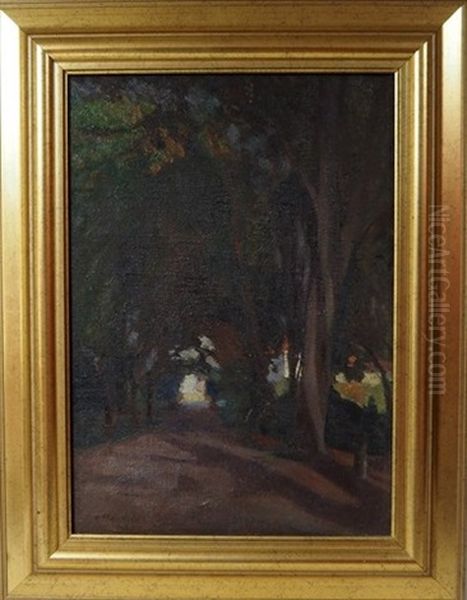 Effets De Lumiere Dans Une Allee D'arbres Oil Painting by Jules Leon Flandrin