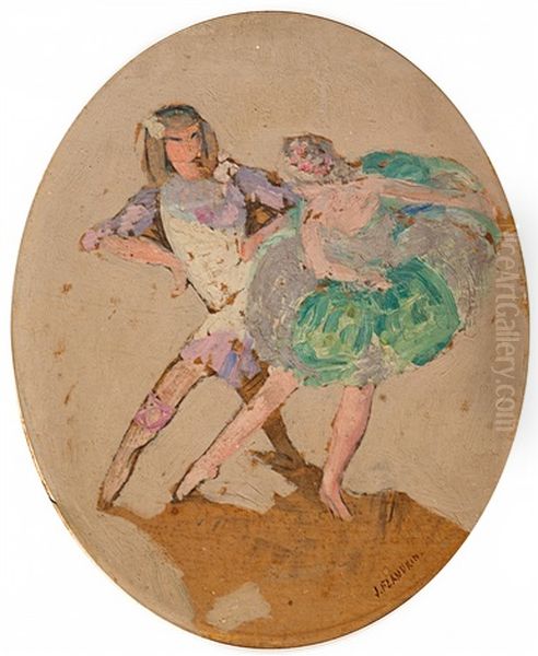 Danseurs Des Ballets Russes Oil Painting by Jules Leon Flandrin