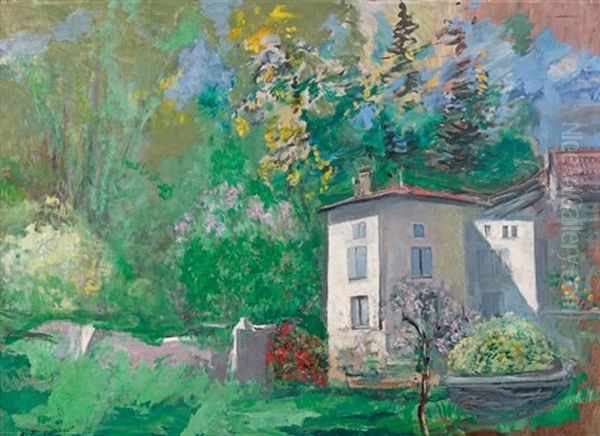 Maison Dans Un Parc Oil Painting by Jules Leon Flandrin