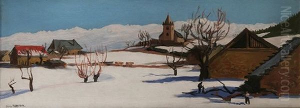 Saint-nizier En Hiver Oil Painting by Jules Leon Flandrin