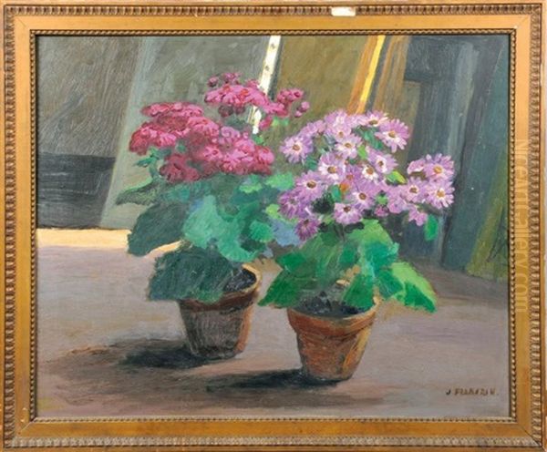 Fleurs Dans L'atelier Oil Painting by Jules Leon Flandrin