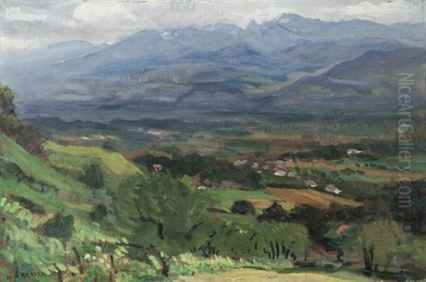 Vue Sur La Vallee De L'isere Oil Painting by Jules Leon Flandrin