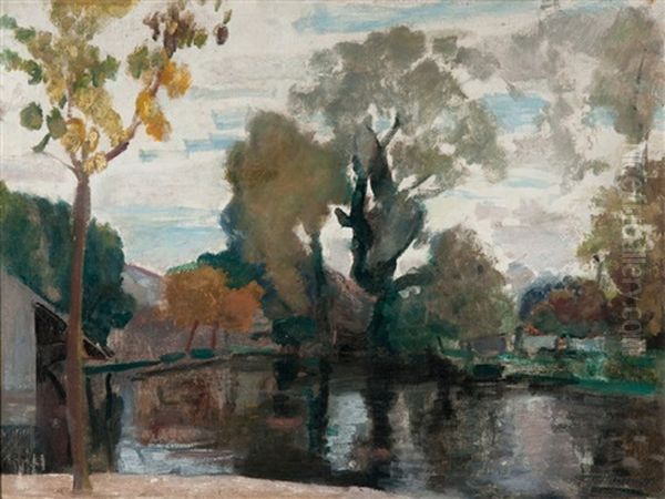 Le Grand Bassin En Automne Oil Painting by Jules Leon Flandrin