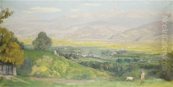 Vue De Grenoble Oil Painting by Jules Leon Flandrin