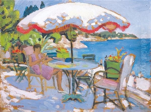 La Terrasse Mediterraneenne Oil Painting by Jules Leon Flandrin