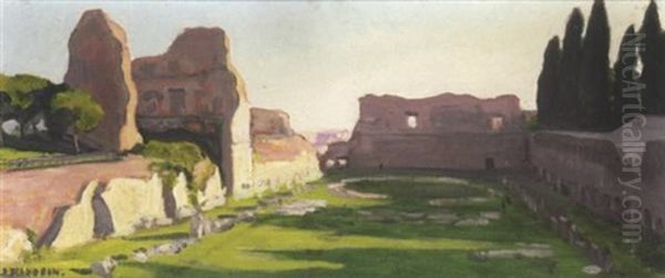 Le Stade Du Palatin A Rome Oil Painting by Jules Leon Flandrin