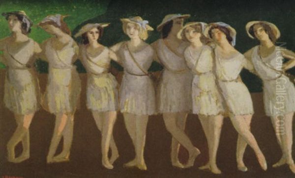 El Ballet De Nijinski Oil Painting by Jules Leon Flandrin