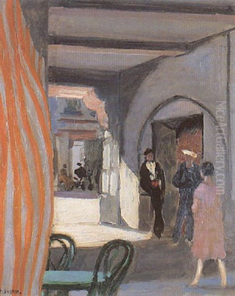 La Porte Du Cabaret A Bayonne Oil Painting by Jules Leon Flandrin