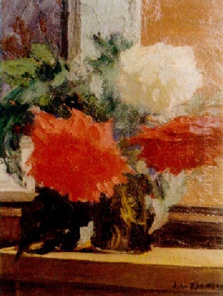 Vase De Pivoines Oil Painting by Jules Leon Flandrin