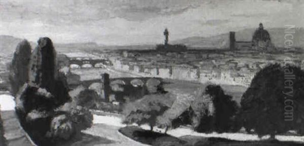 Vue De Florence Oil Painting by Jules Leon Flandrin