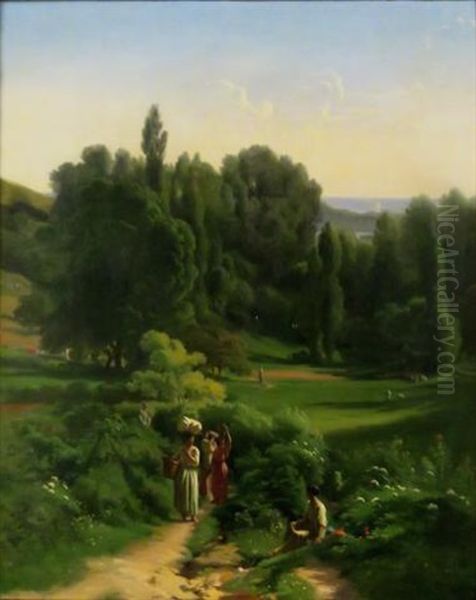 In The Roman Compagna Oil Painting by Paul Jean Flandrin