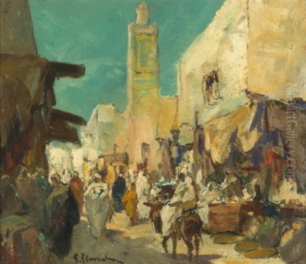 Rue Au Maroc Oil Painting by Gustave Flasschoen