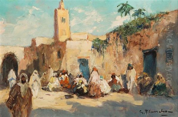 Rues A Rabat (pair) Oil Painting by Gustave Flasschoen