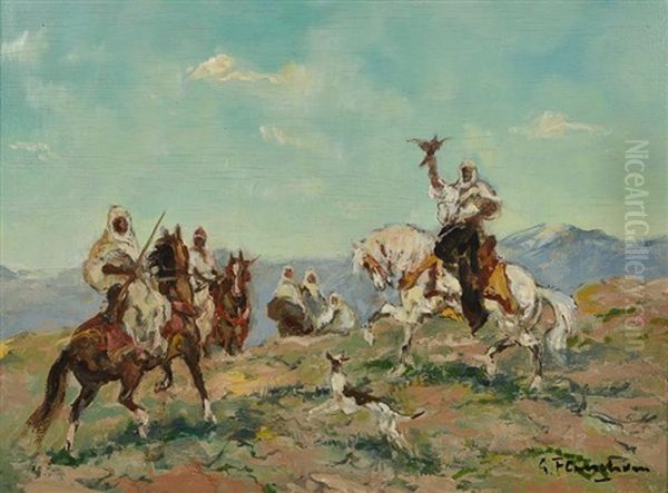 La Chasse Au Faucon Oil Painting by Gustave Flasschoen