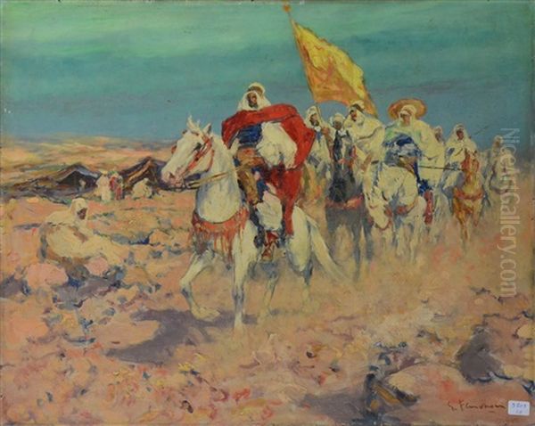 Groupe De Cavaliers Arabes Oil Painting by Gustave Flasschoen