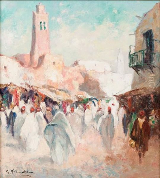 Marche Marocain Oil Painting by Gustave Flasschoen