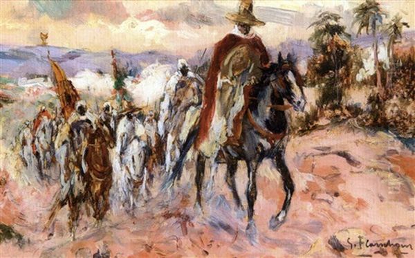 Les Cavaliers Oil Painting by Gustave Flasschoen