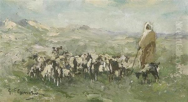 Chevres Oil Painting by Gustave Flasschoen